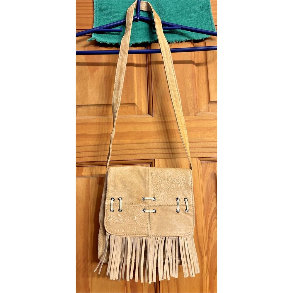 Joe Boxer Fringe Crossbody/Shoulder Bag Purse Boho Bohemian Hippy Hippie Tan